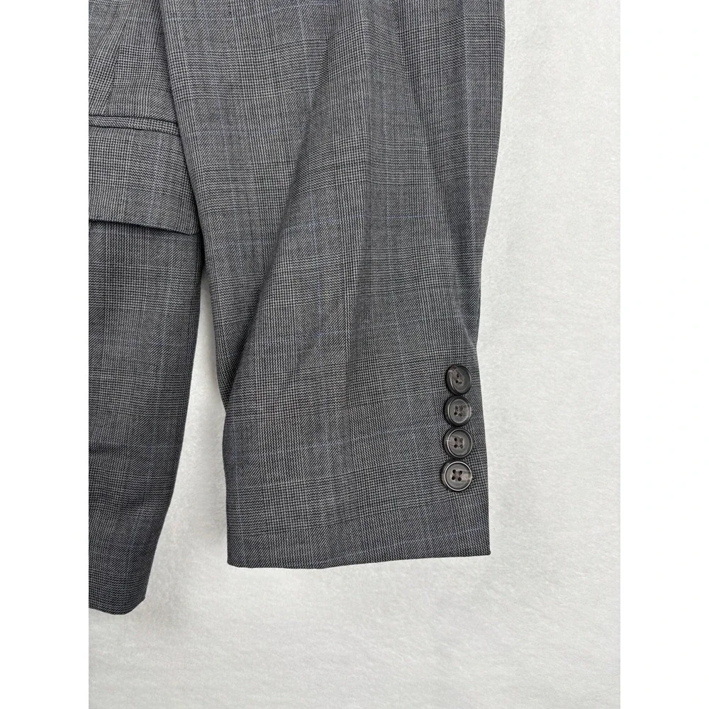 Lauren Ralph Lauren Slim Fit Gray‎ Windowpane Wool Sport Coat Blazer 38S